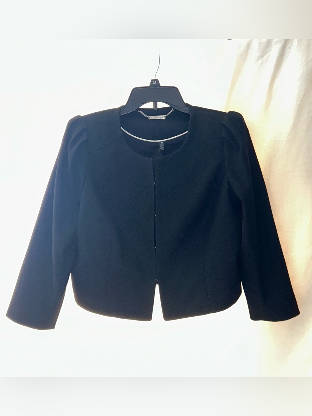 Black Cropped Women's Jacket - Classic Open Front